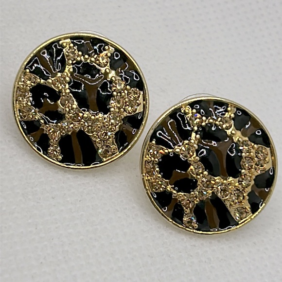 Guess Earrings- rhinestones, gold tone, and black - Picture 1 of 10